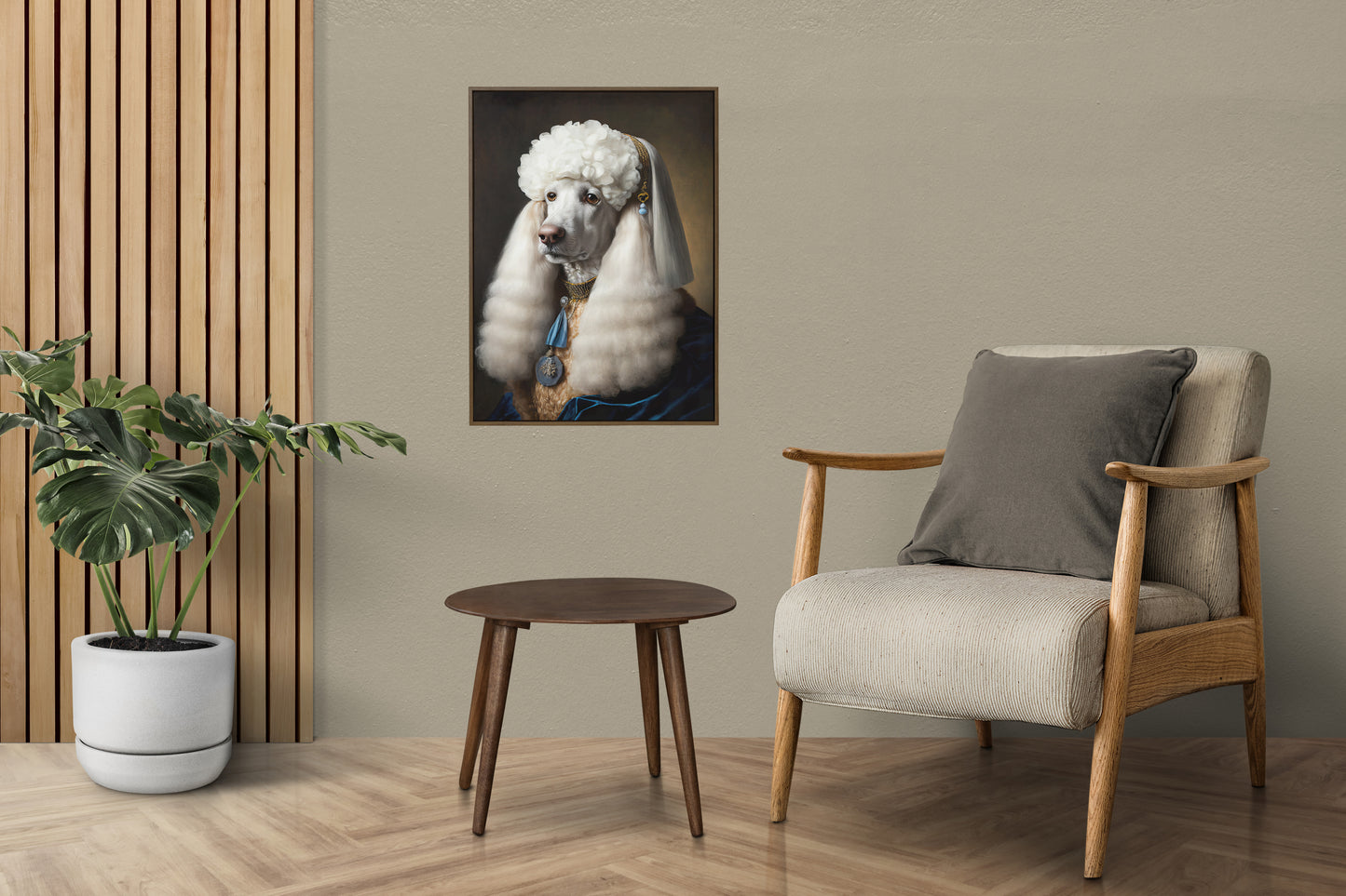 Poster de caniche noble style baroque, décoration murale animaux, affiche chien à encadrer