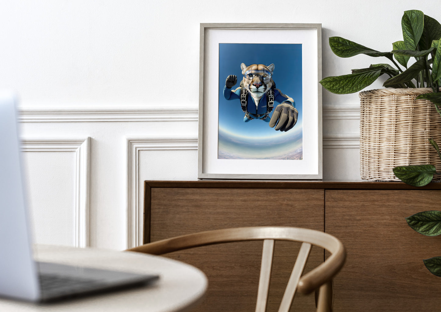 Epic Skydiving Puma Poster - Extreme Sport Wall Art, Unique Animal Print Decor, Perfect Gift for Animal Lovers