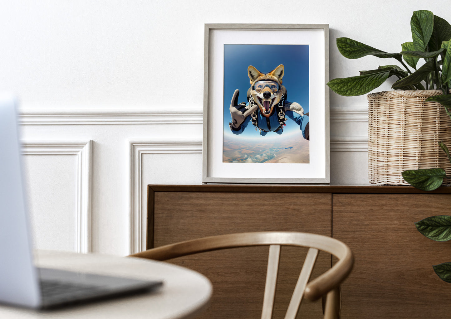 Skydiving Jackal Poster - Epic Animal Wall Art, Extreme Sport Decor, Unique Animal Lover Gift