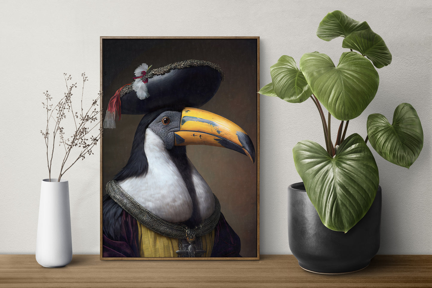 Poster Toucan noble style baroque - Décoration murale oiseaux et animaux - Affiche à encadrer, Toile Peinture ancienne