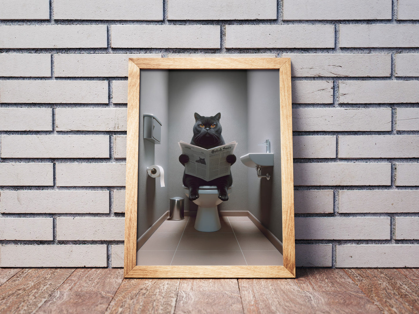 British Shorthair Cat Toilet Poster – Funny Bathroom Decor | Wall Art for Bathroom | Unique Gag Gift