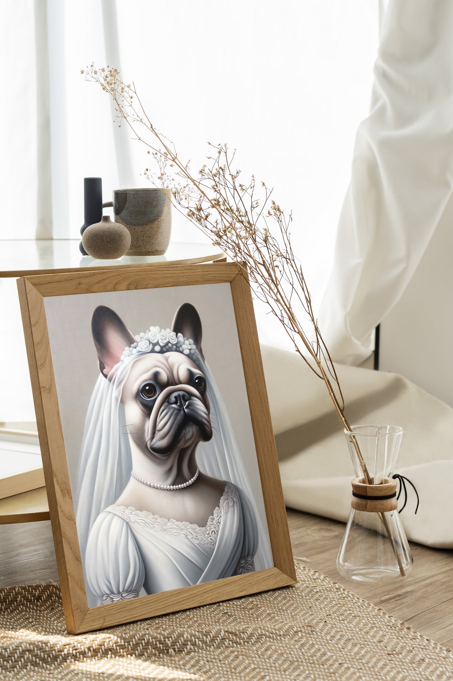 "French Bulldog Wedding Dress Poster - Funny Animal Wall Art, Dog Bride Decoration, Unique Gift Idea, Home Decor"