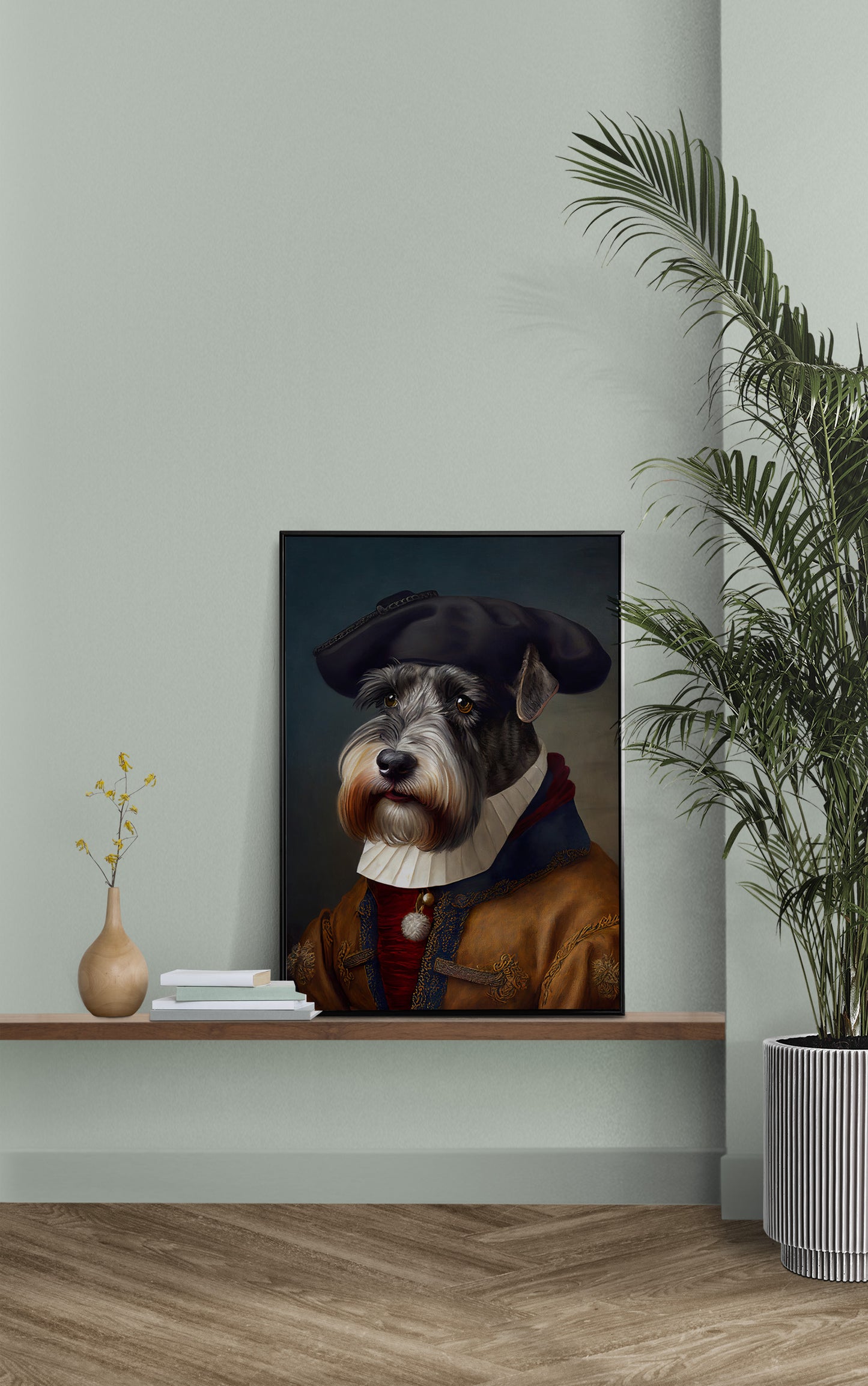 Poster Schnauzer Noble Style Baroque, Décoration Murale Animaux, Affiche Chien pour Intérieur