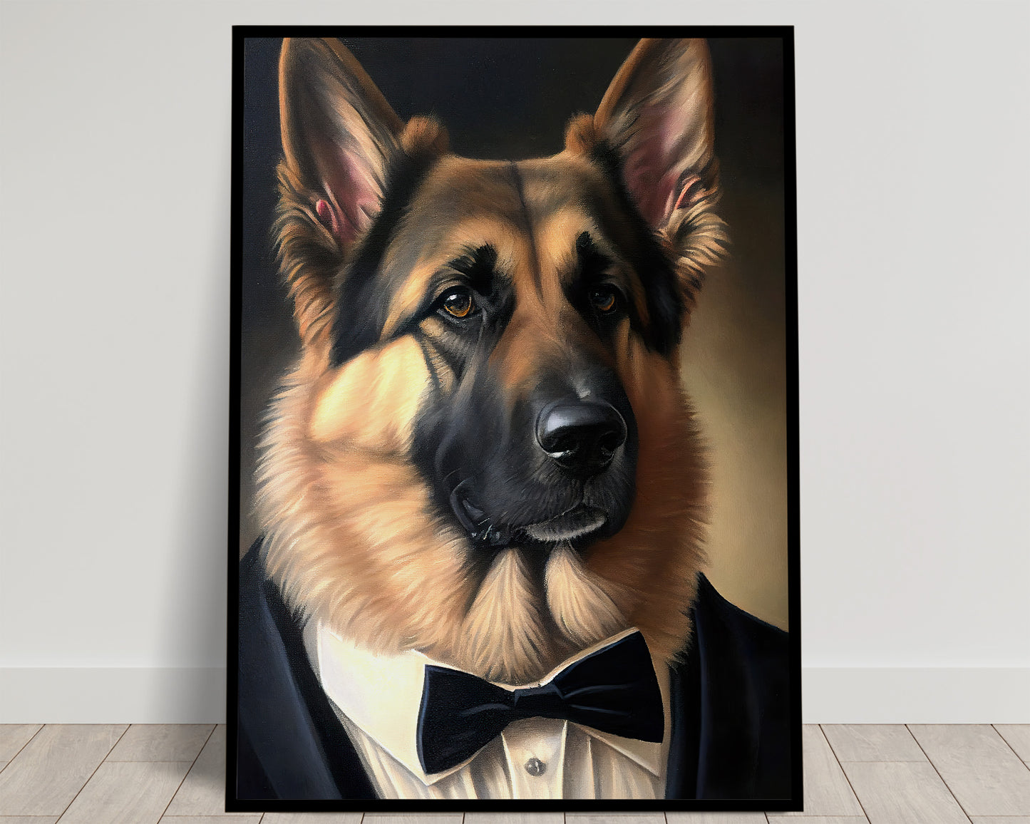 Poster Berger Allemand en Smoking - Impression Murale de Chien Chic et Humoristique, Tableaux Originaux Déco Murale