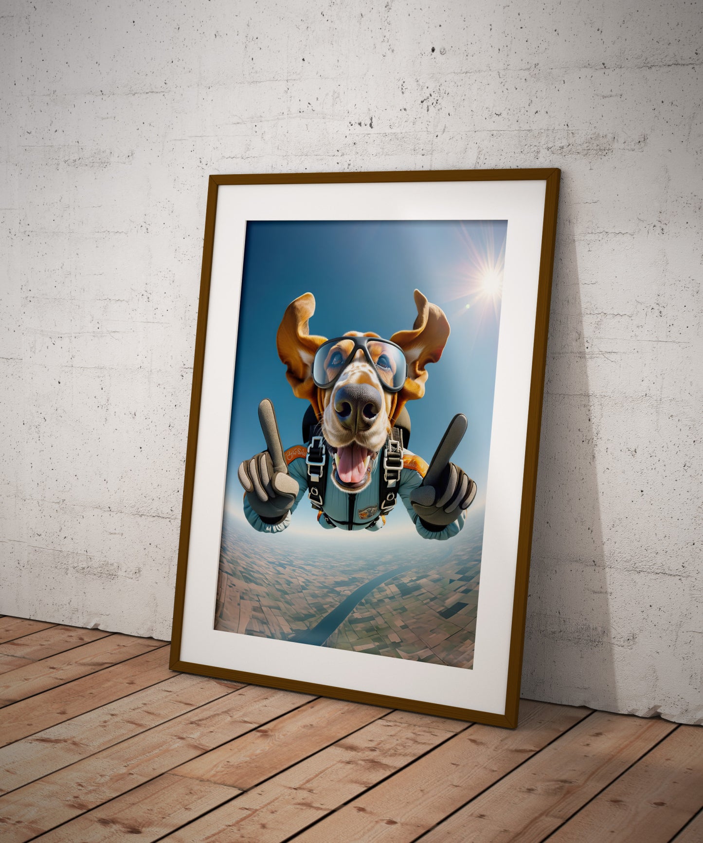 Epic Skydiving Basset Hound Poster - Unique Dog Lover Gift - Extreme Sport Animal Wall Art Decor