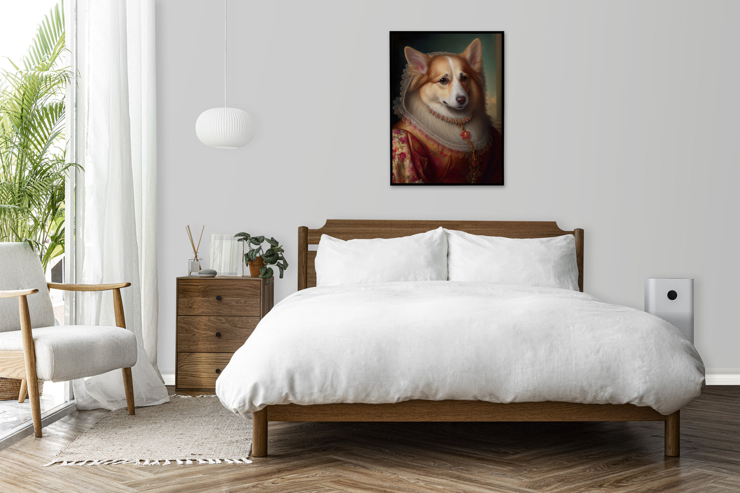 Poster de chien Corgi noble style baroque, Décoration murale animaux, Affiche à encadrer pour votre intérieur