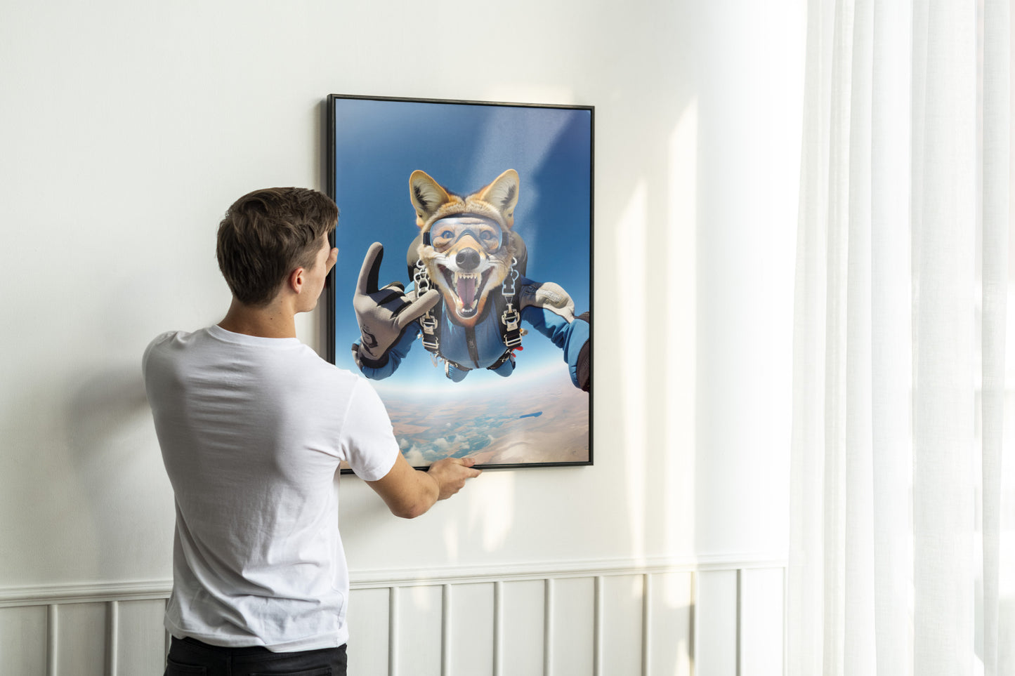 Skydiving Jackal Poster - Epic Animal Wall Art, Extreme Sport Decor, Unique Animal Lover Gift