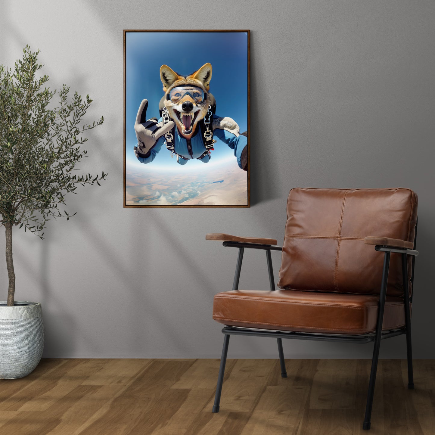 Skydiving Jackal Poster - Epic Animal Wall Art, Extreme Sport Decor, Unique Animal Lover Gift