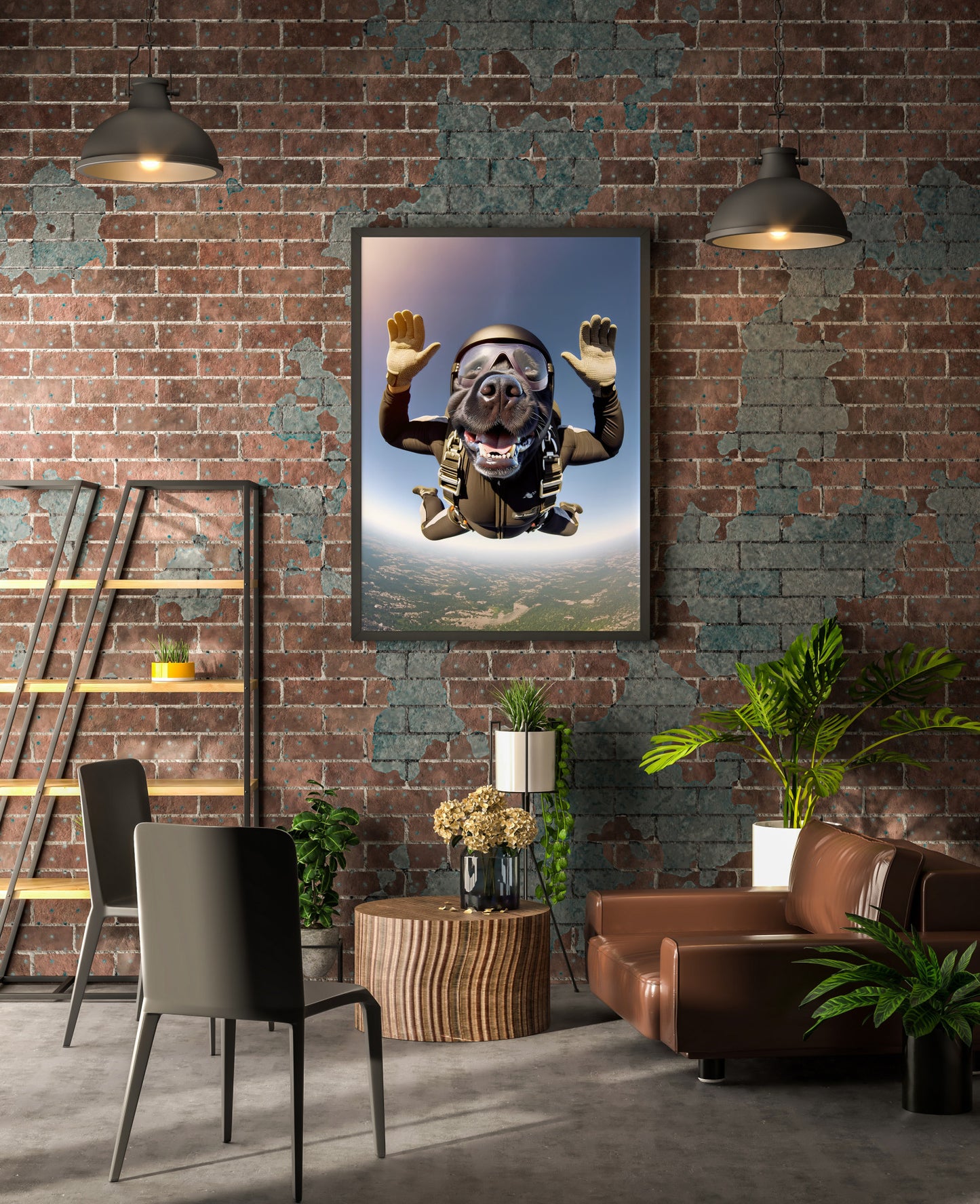 Affiche murale Labrador Skydiving, Poster Chien en Parachute, Décor Sport Extrême, Idée cadeau unique pour maison