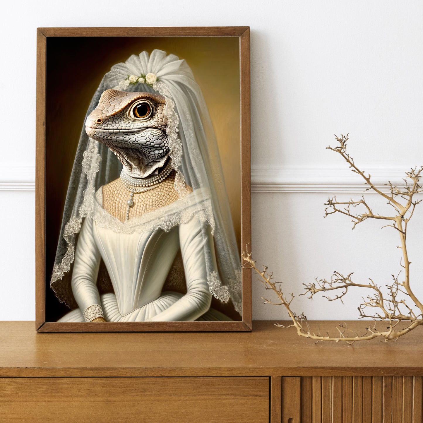 Unique Lizard Wedding Dress Poster - Funny Animal Bride Wall Art - Perfect Gift Decor