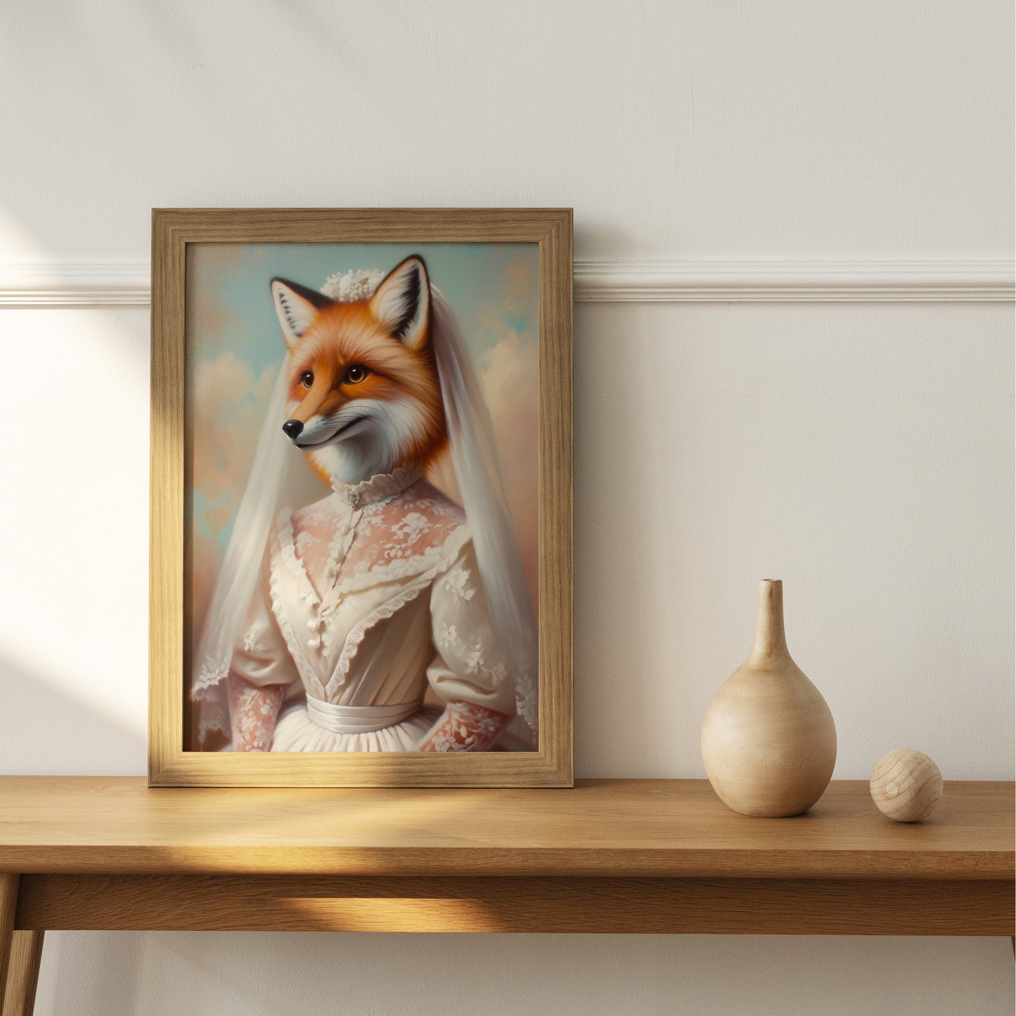 Vixen Bride Poster - Funny Animal Wall Art Decor - Unique Fox Wedding Dress Print - Perfect Gift