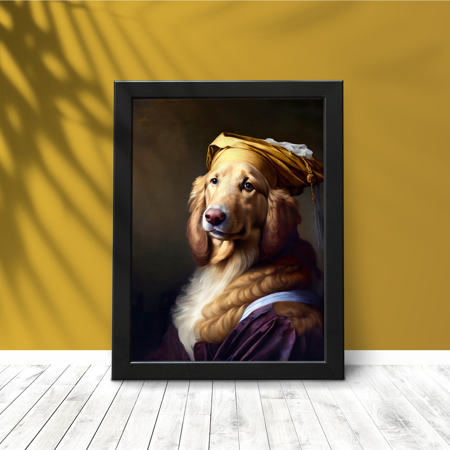 Poster chien style baroque Golden Retriever, Décoration murale noble, Affiche animalière à encadrer