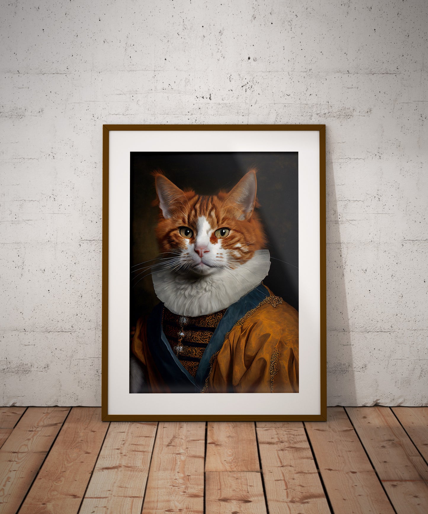 "Baroque Noble Cat Poster, Animal Wall Art, Cat Illustration, Elegant Home Decor"