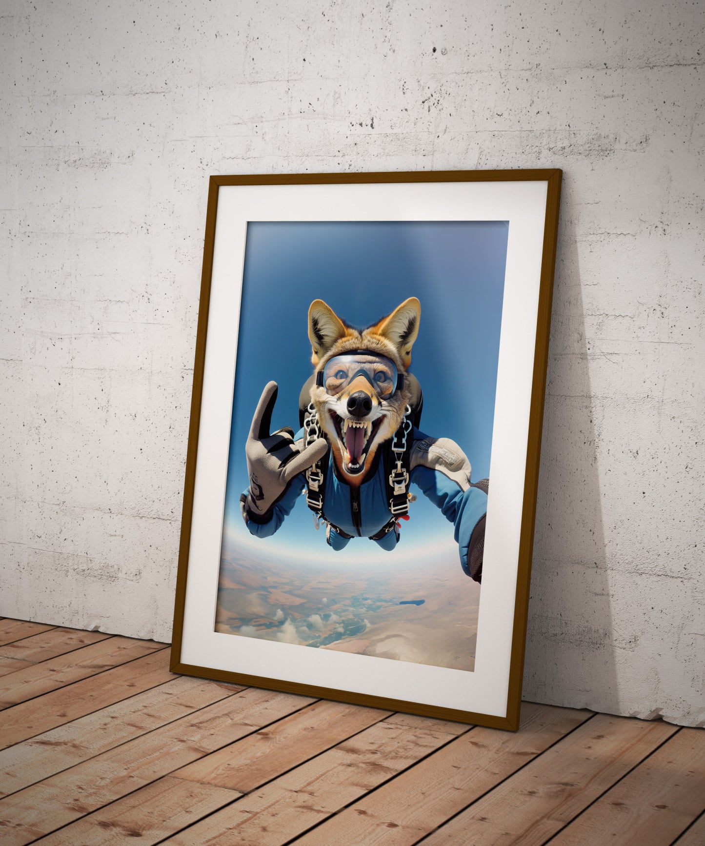 Skydiving Jackal Poster - Epic Animal Wall Art, Extreme Sport Decor, Unique Animal Lover Gift