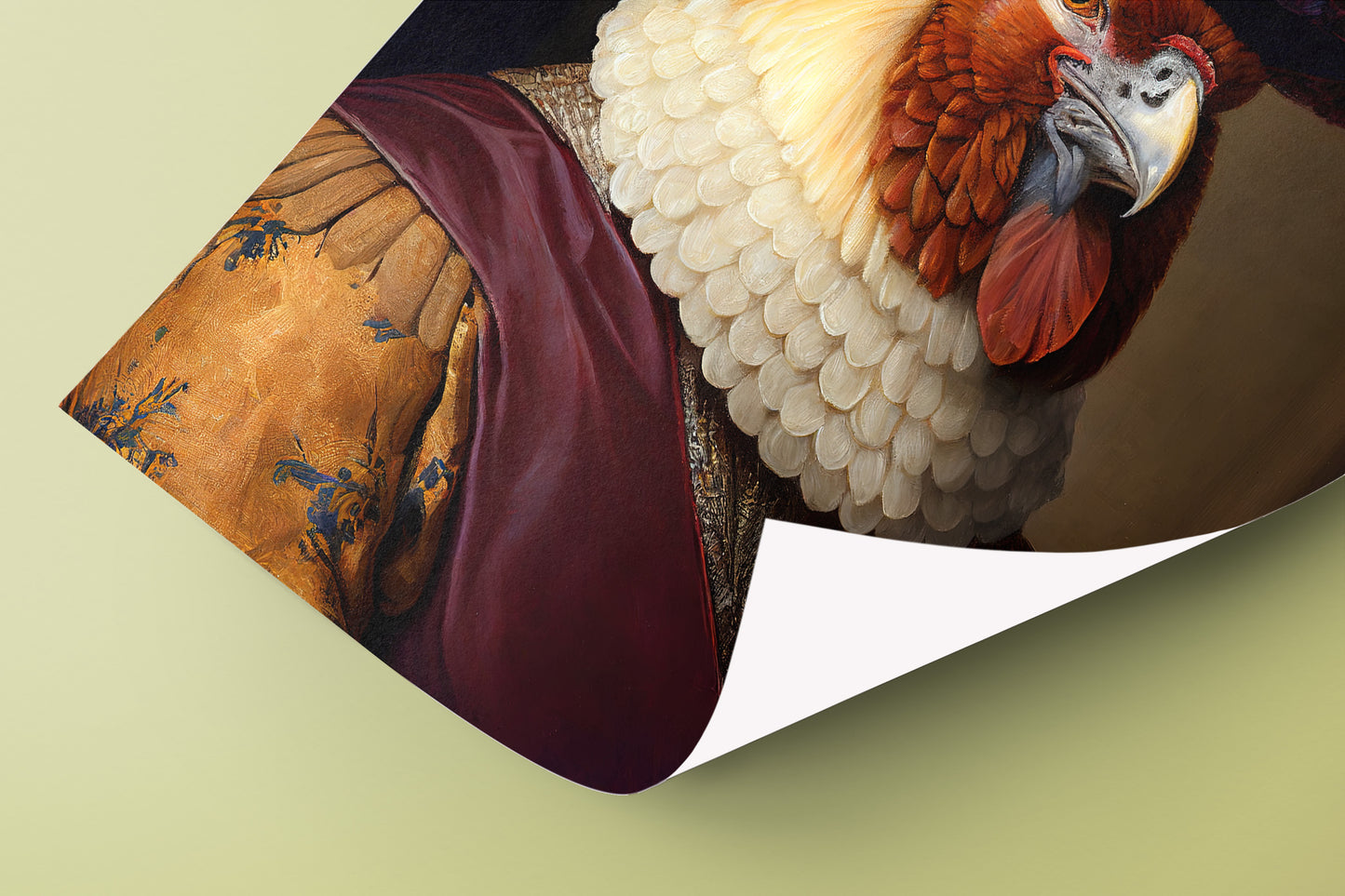 Baroque Noble Chicken Poster | Unique Animal Wall Art | Elegant Chicken Wall Decoration