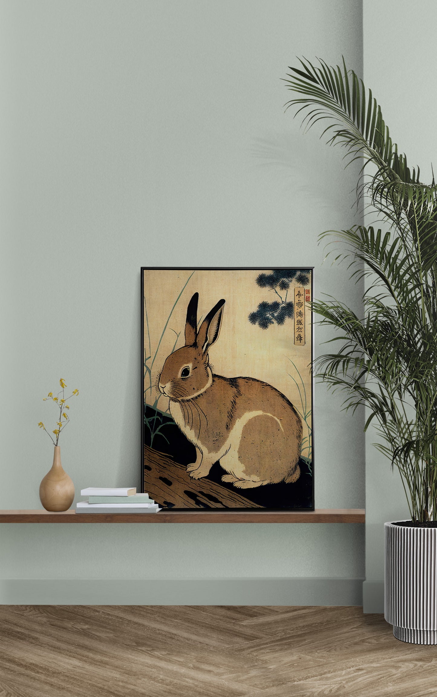 Poster Lapin, Illustration japonaise, Impression Ukiyo-e, Art mural, Décoration murale, Poster japonais Lapin