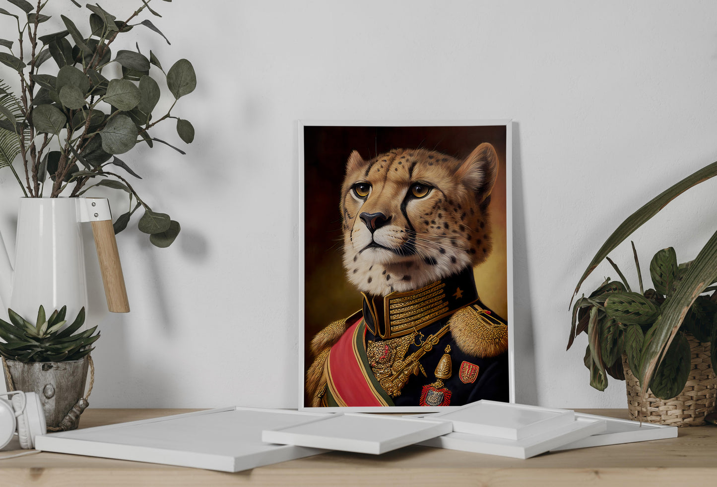 "Cheetah Poster in Military Uniform - Animal Wall Art Decoration | Unique Wildlife Poster Print"