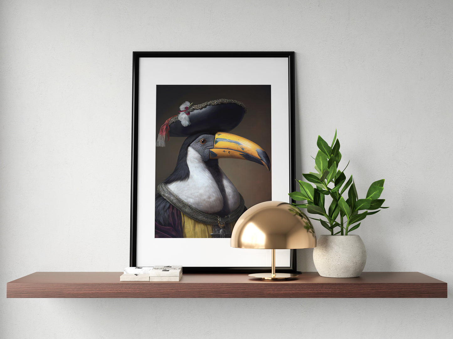 Poster Toucan noble style baroque - Décoration murale oiseaux et animaux - Affiche à encadrer, Toile Peinture ancienne