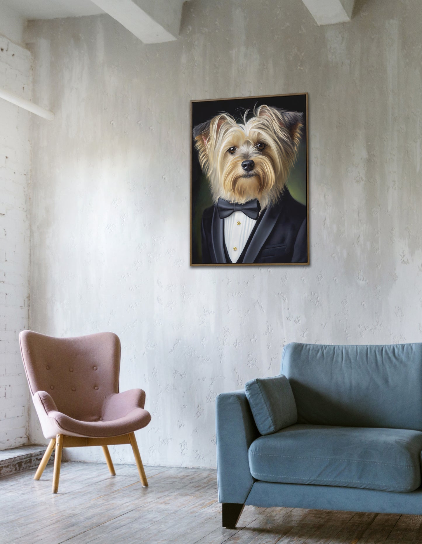 Poster Yorkshire en smoking - Affiche Décoration murale Animaux - Portrait chien élégant pour intérieur