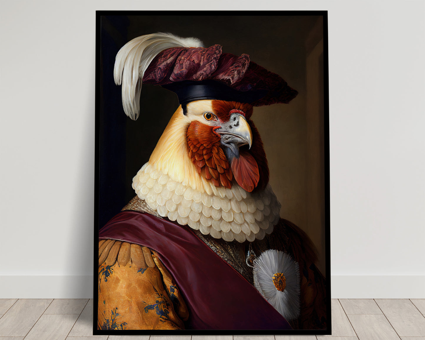 Baroque Noble Chicken Poster | Unique Animal Wall Art | Elegant Chicken Wall Decoration