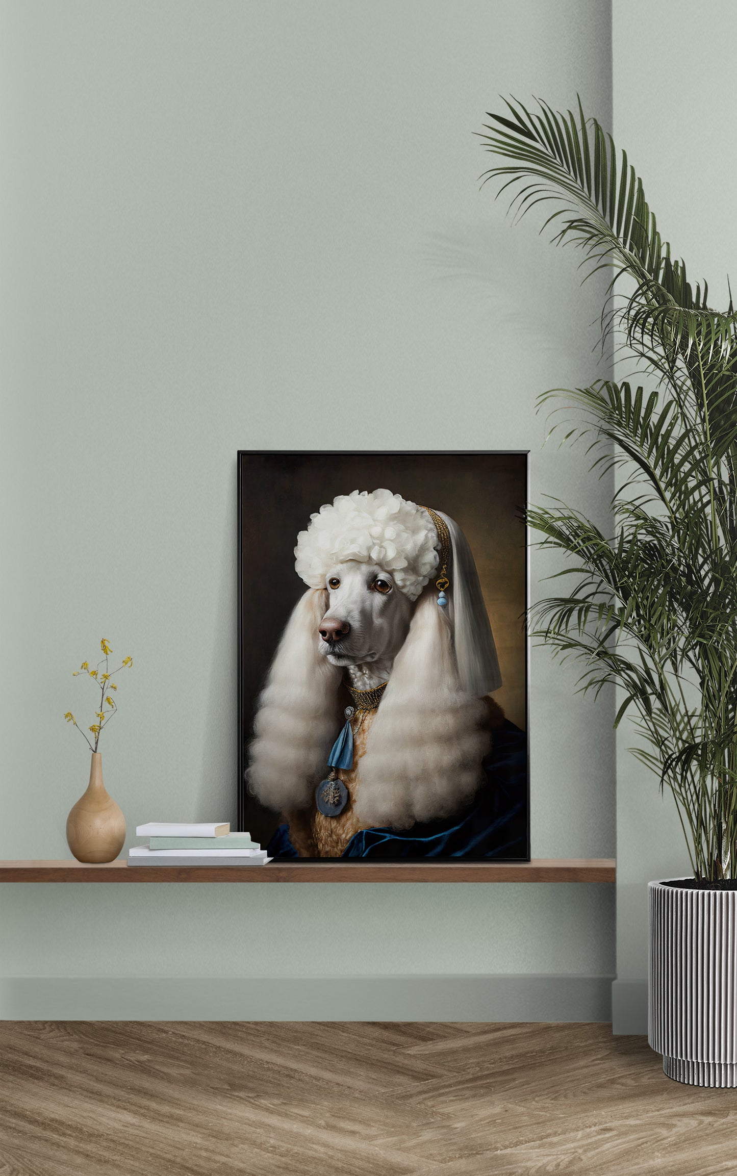 Poster de caniche noble style baroque, décoration murale animaux, affiche chien à encadrer