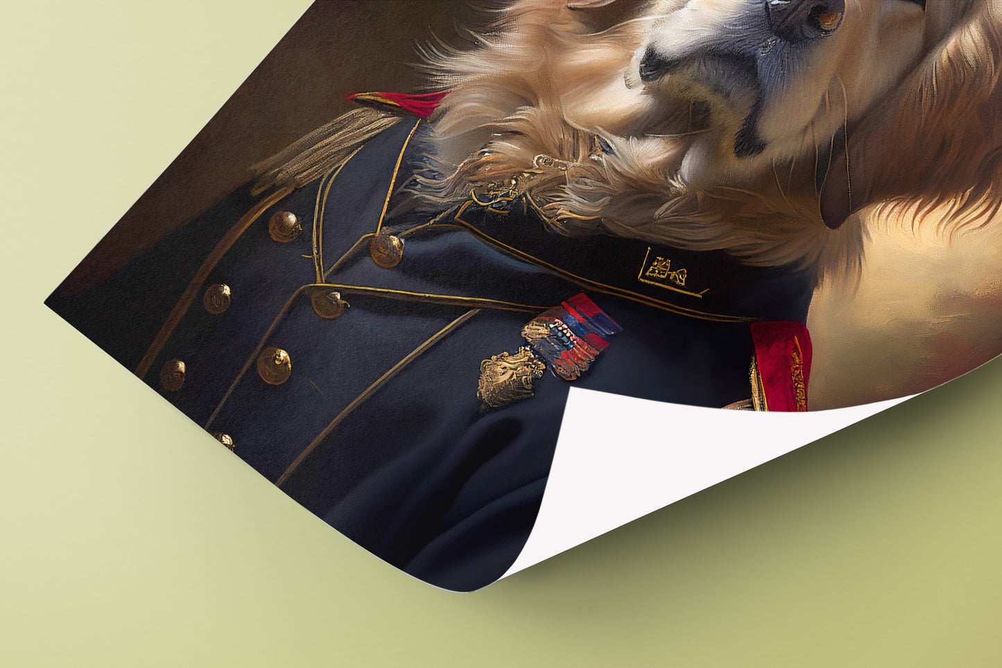 Heroic Golden Retriever in Military Uniform Poster - Dog Wall Art, Animal Prints, Home Decor