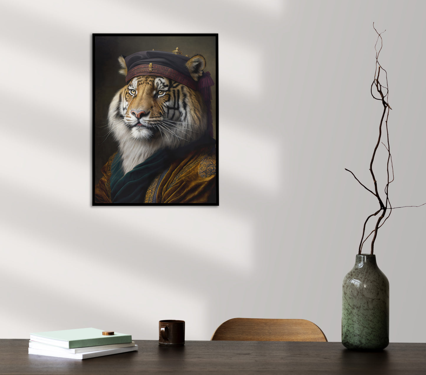 Poster de tigre noble style baroque - Décoration murale d'animaux, affiche féline à encadrer pour votre intérieur