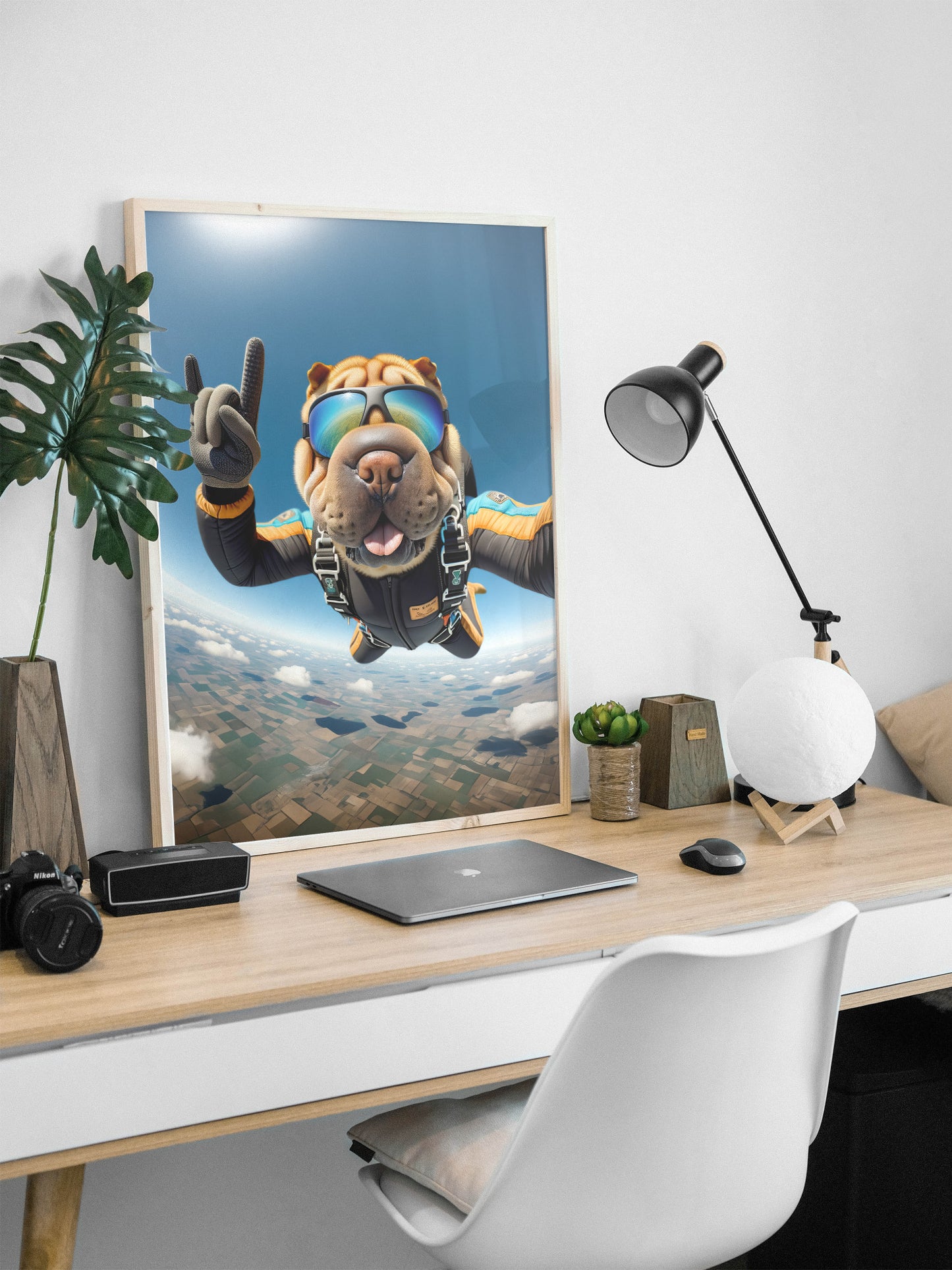 Skydiving Shar Pei Poster - Epic Wall Art for Animal Lovers | Unique Extreme Sport Dog Print Decor