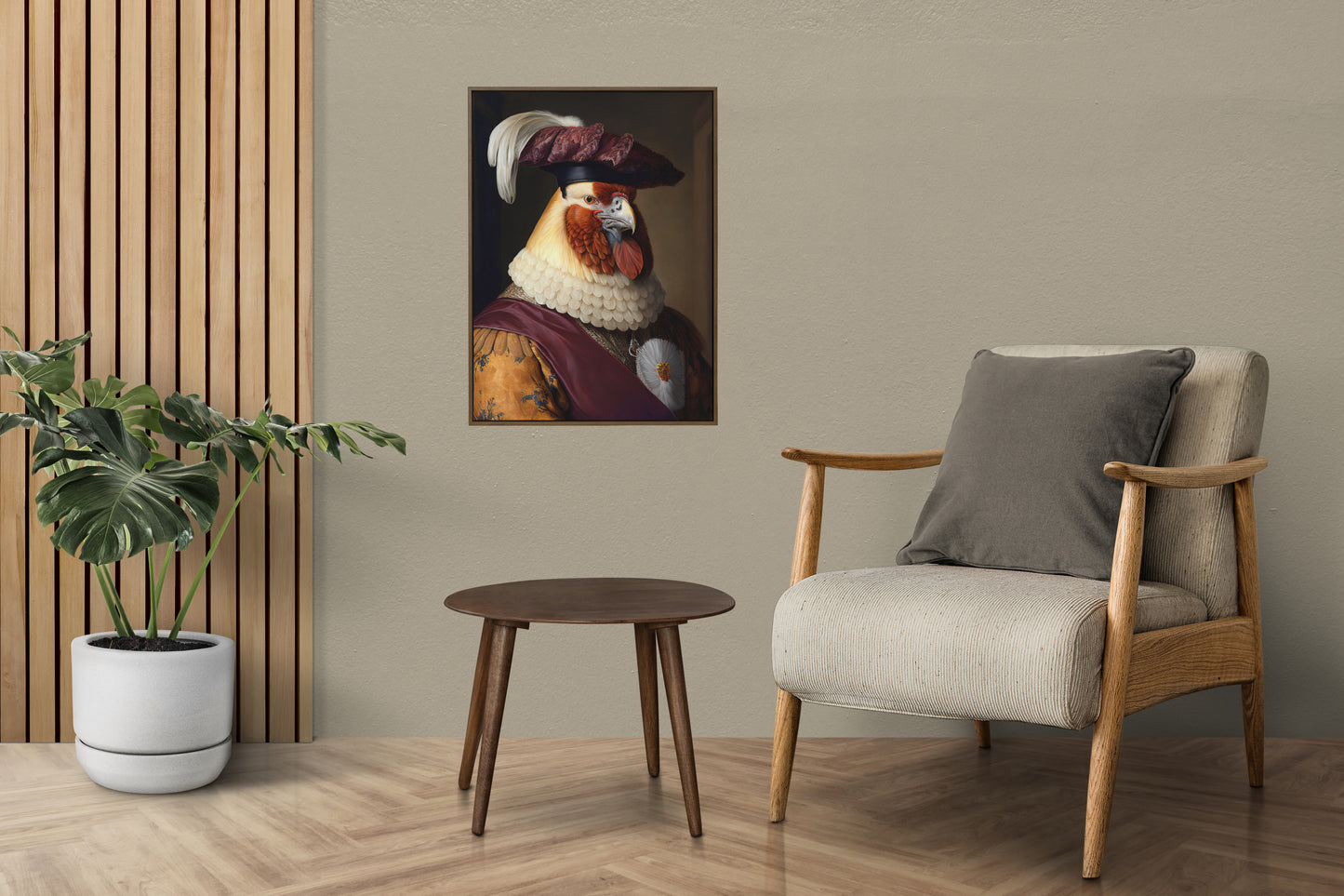 Baroque Noble Chicken Poster | Unique Animal Wall Art | Elegant Chicken Wall Decoration