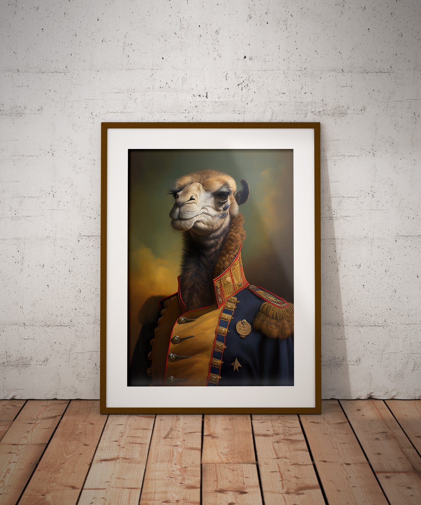 Heroic Camel Poster in Military Uniform - Animal Wall Decor for Framing, Unique Portrait Art for Home & Office