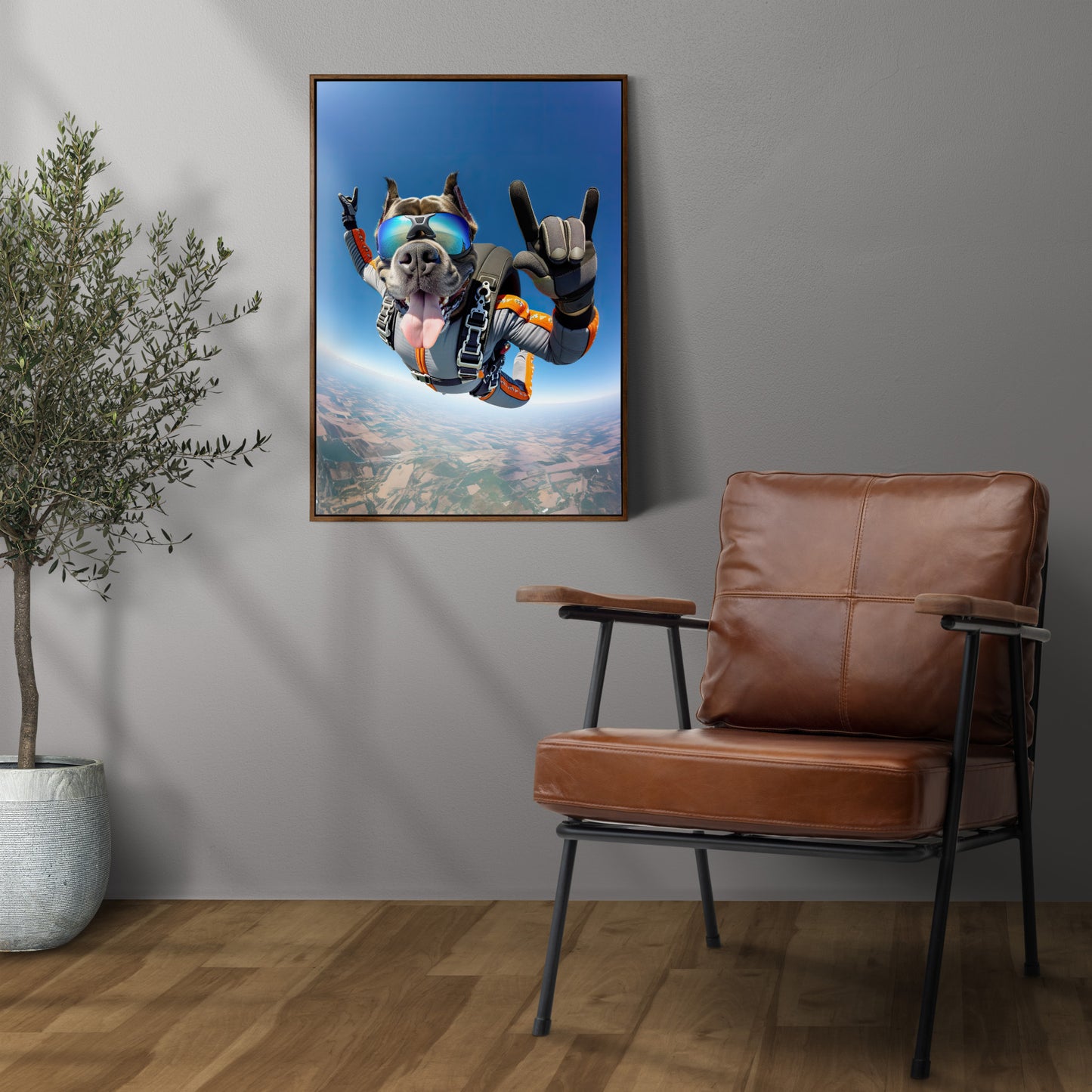 Skydiving Cane Corso Poster - Epic Dog Wall Art - Unique Animal Lover Gift - Extreme Sport Decor - Free Fall Print