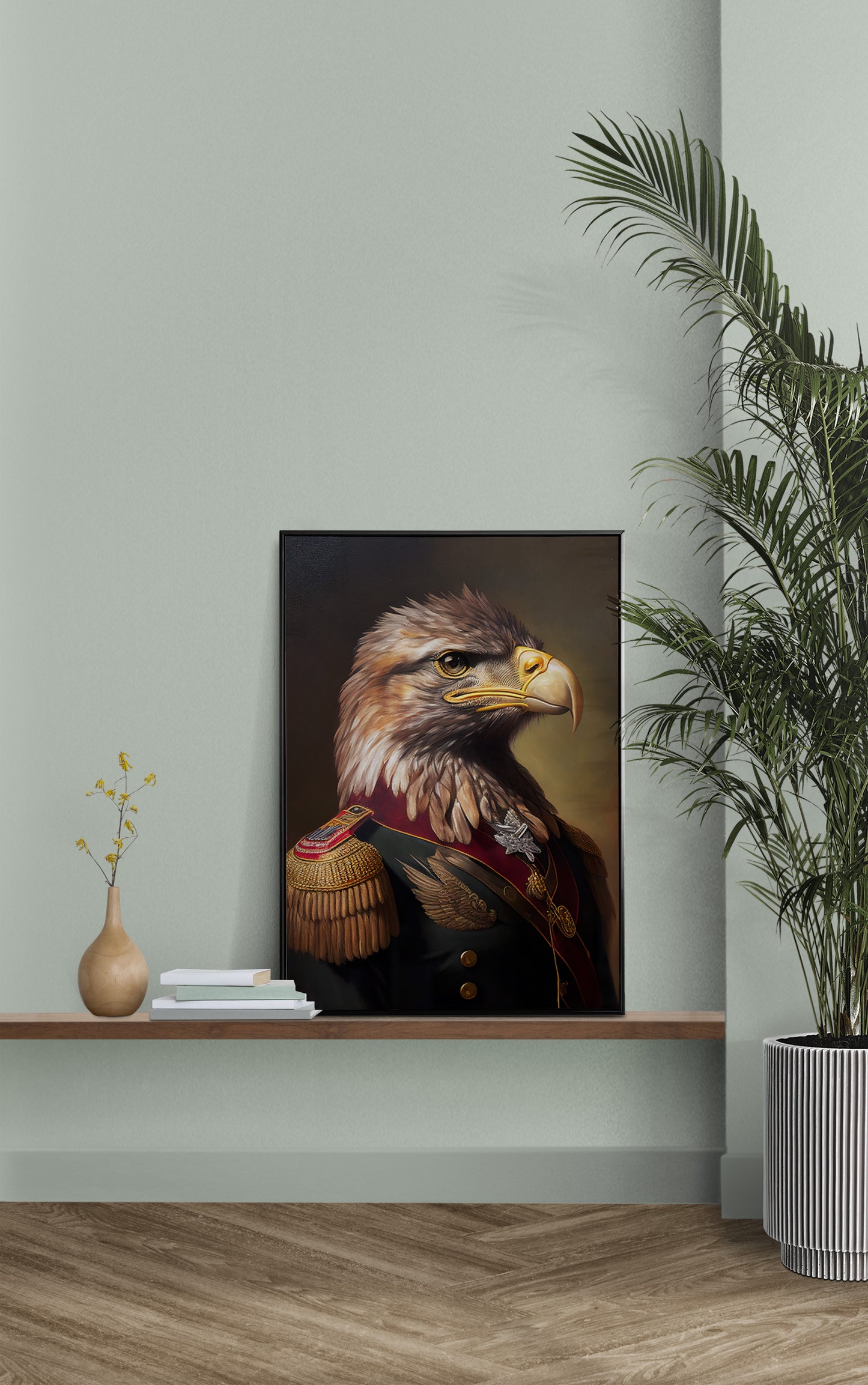 Poster Héroïque d'Aigle Militaire - Art Mural Animaux, Décoration Murale Unique, Impression d'Oiseau