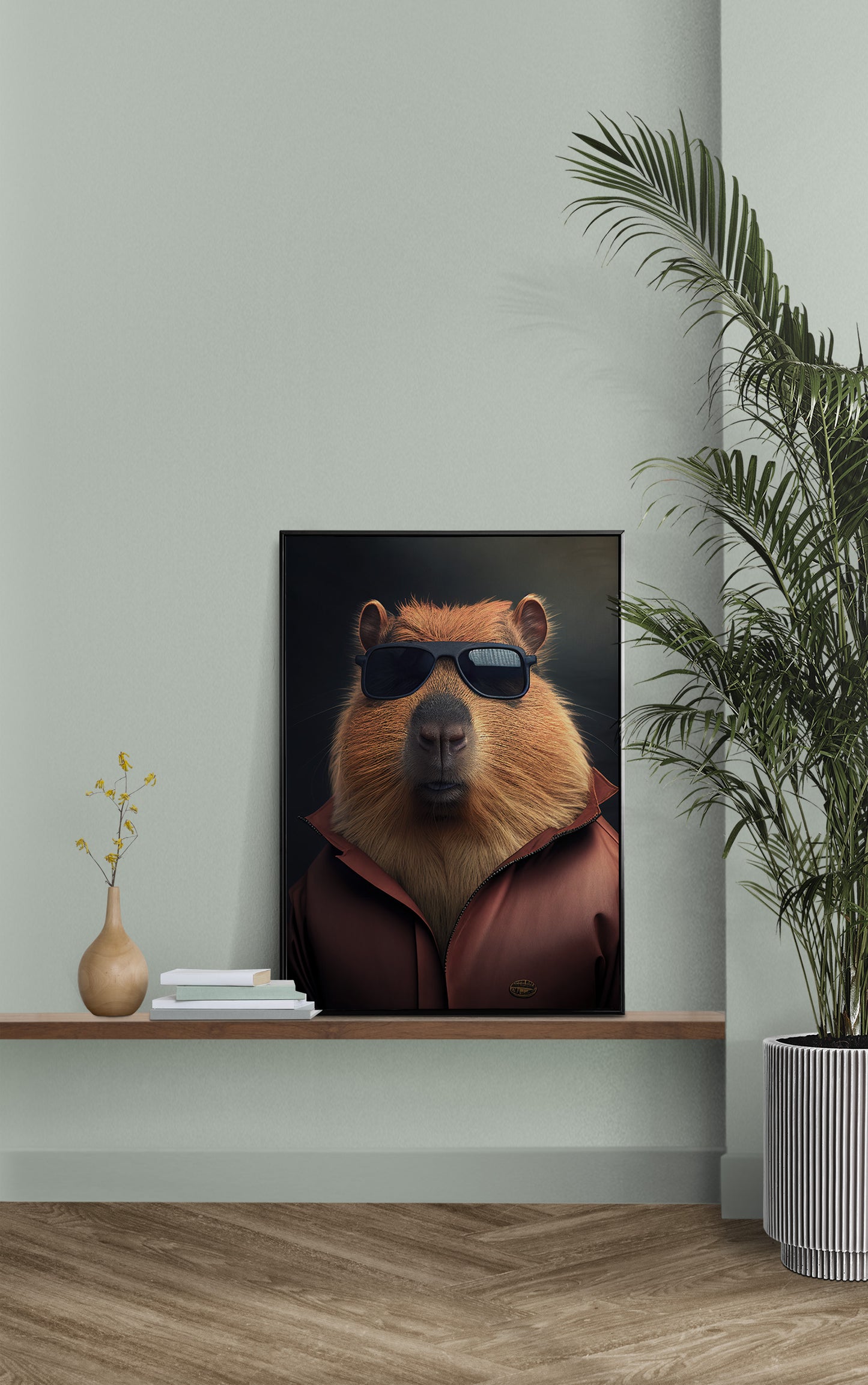 Affiche murale humoristique Capybara, Poster d'action avec Capybara et lunettes de soleil, Art mural kitsh à encadrer