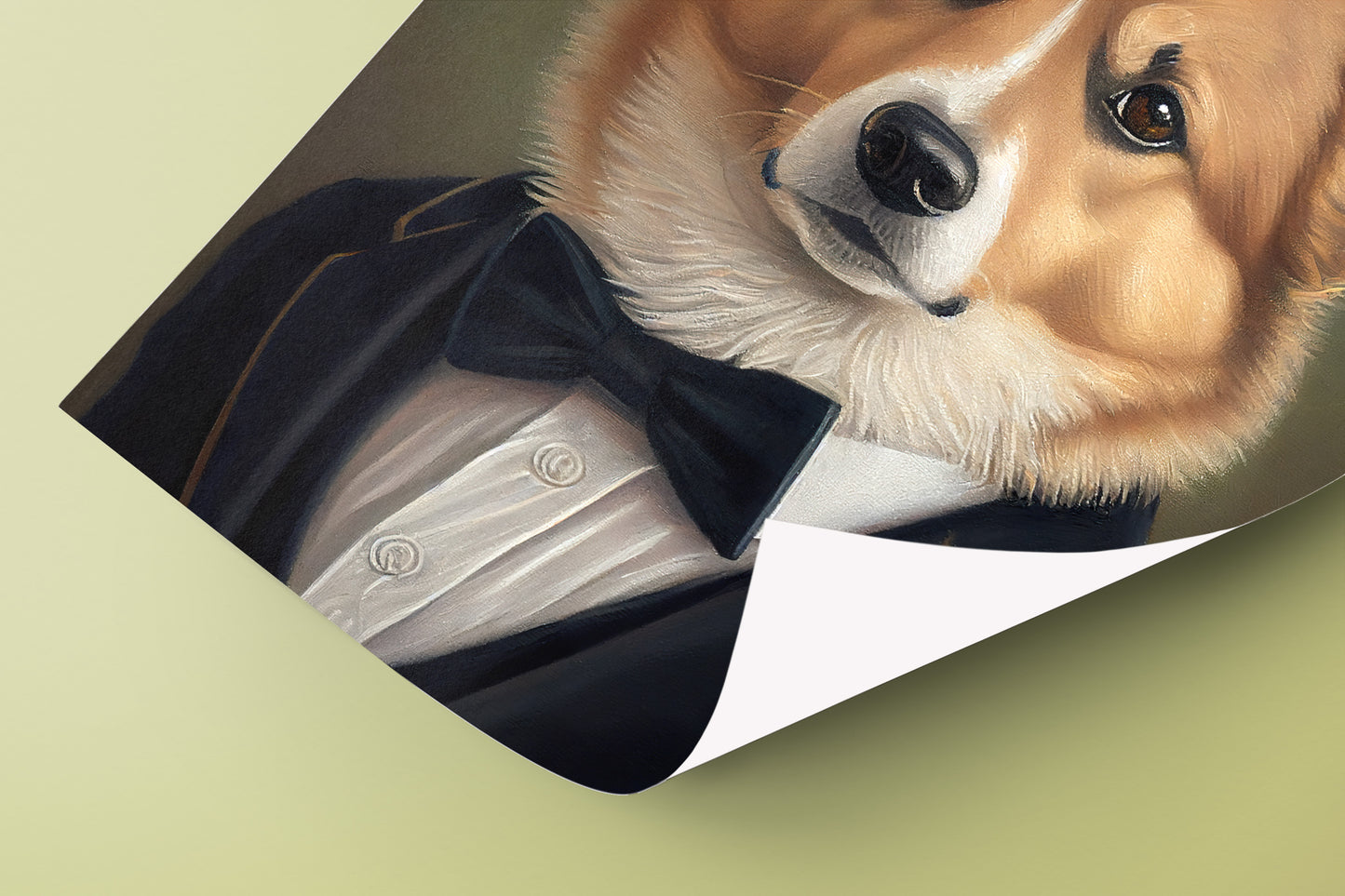 Chic Corgi Tuxedo Poster – Animal Wall Decoration, Portrait of Corgi in Tuxedo Wall Art