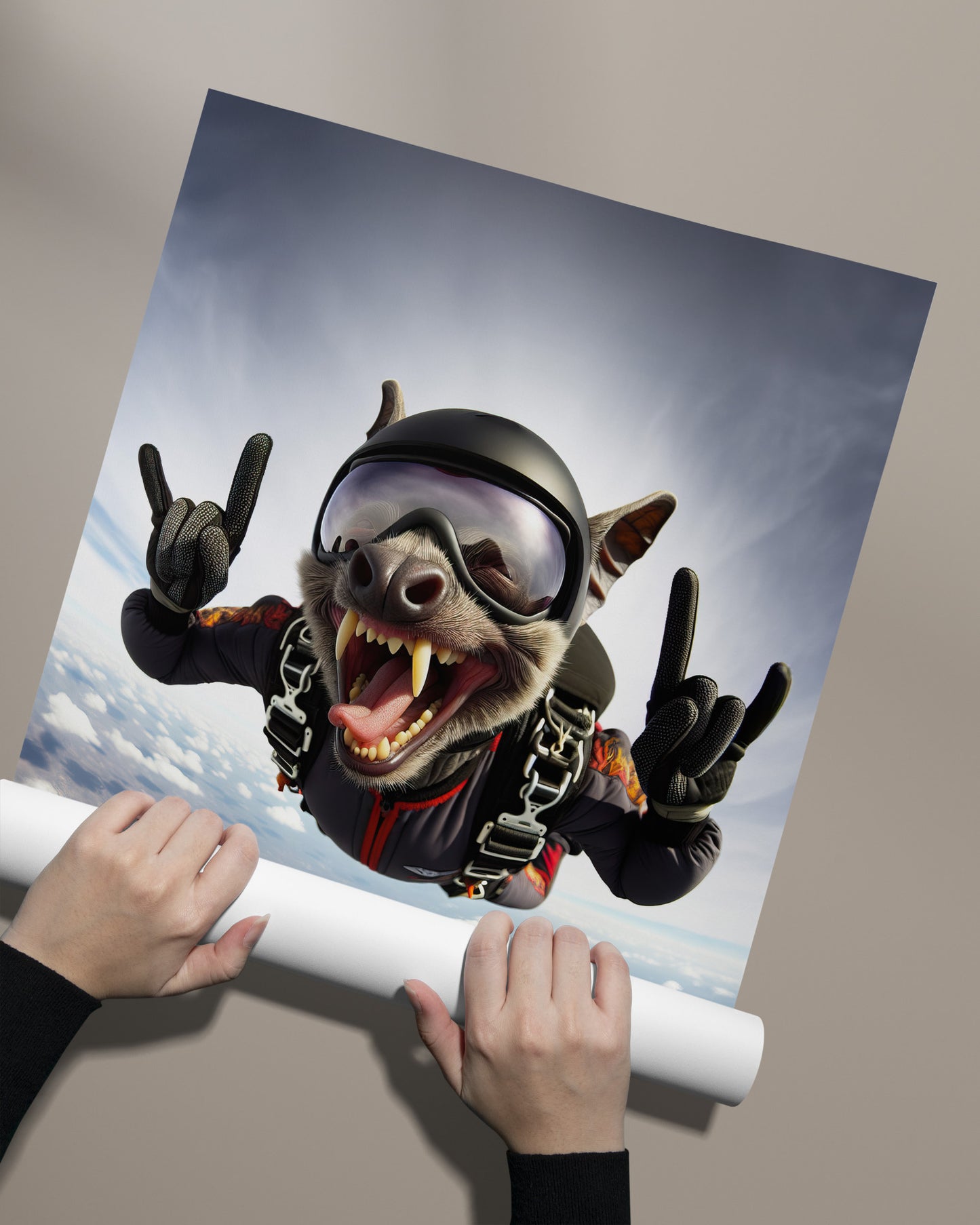 Skydiving Bat Poster - Epic Wall Art Animal Print | Extreme Sport Decor | Unique Animal Lover Gift