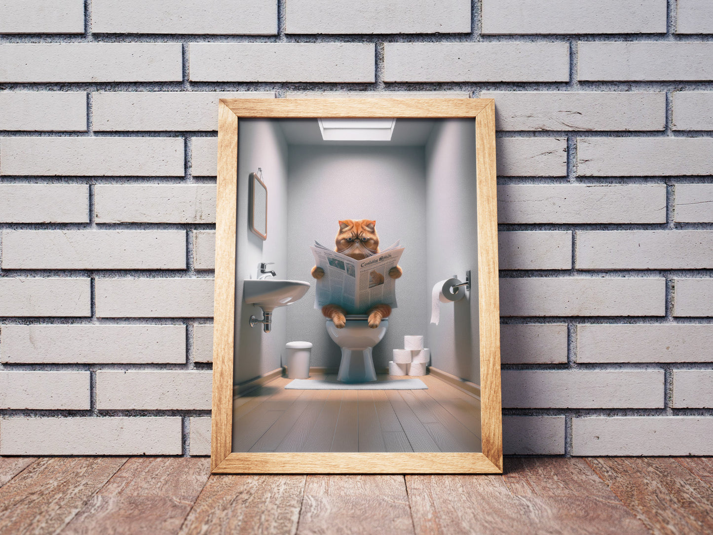 Red Tabby Exotic Shorthair Cat Bathroom Decor Print - WC Toilet Poster - Wall Art for Cat Lovers - Unique Gift