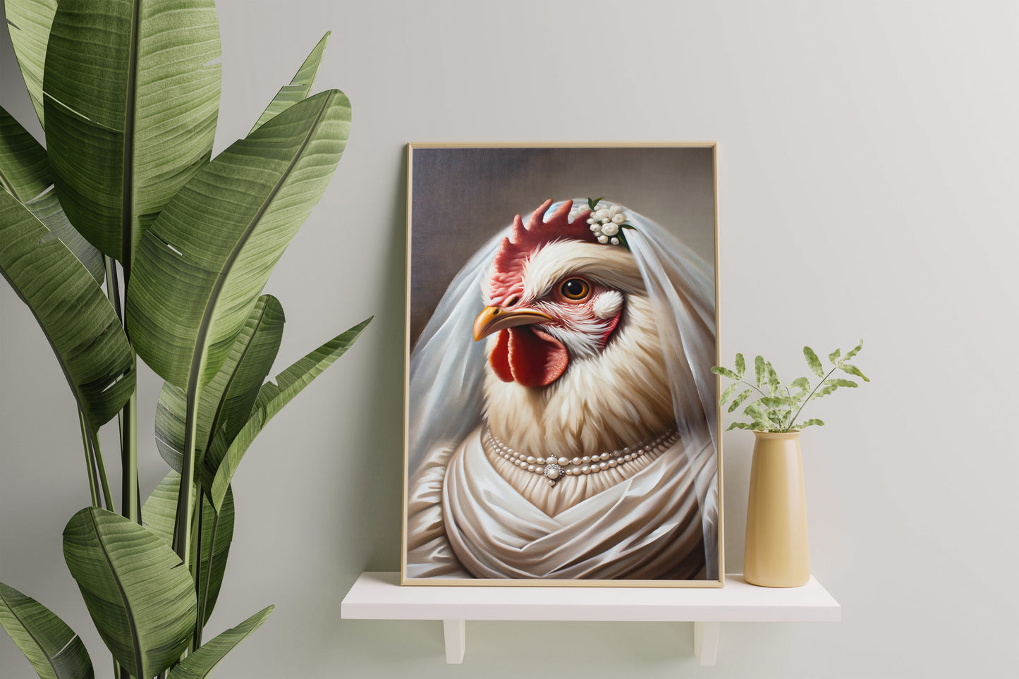 Hen in Wedding Dress Poster - Animal Wall Decor | Unique Funny Bride Wall Art | Perfect Gift for Chicken Lovers