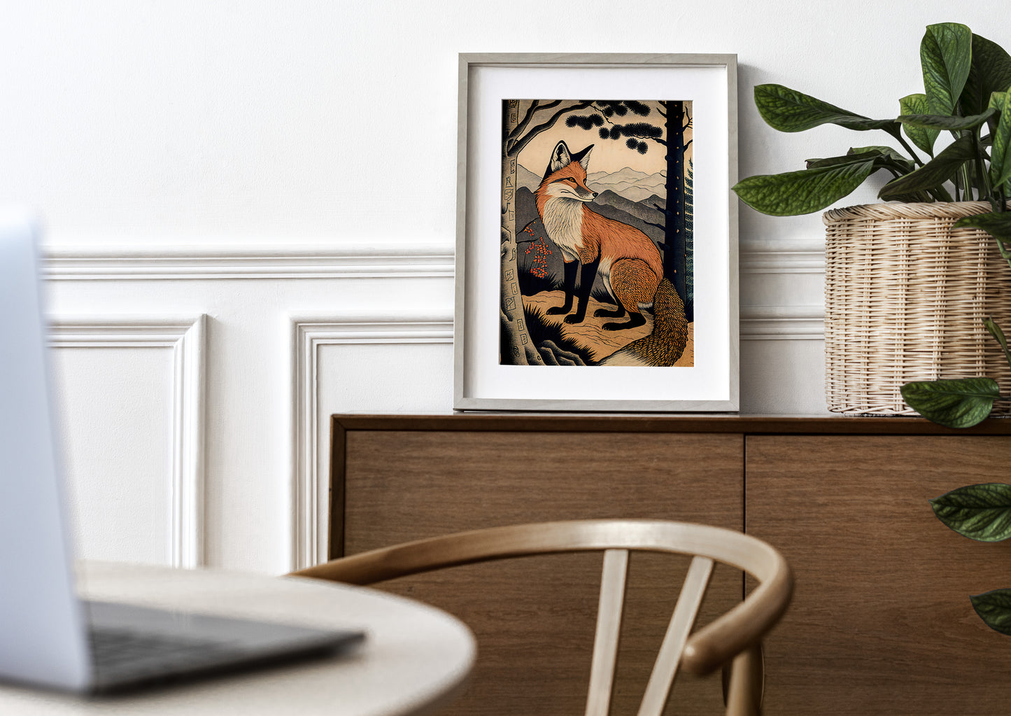 Poster Renard Vintage - Art Mural Japonais Ukiyo-e - Illustration Style Japonais - Affiche Murale