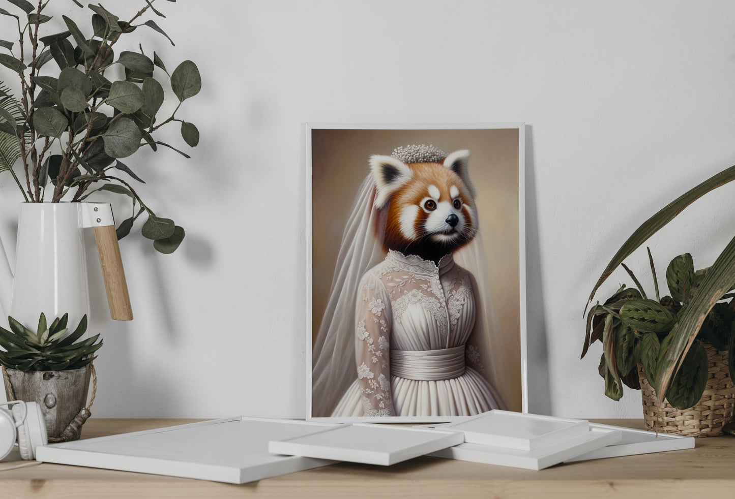 "Unique Red Panda Wedding Dress Poster - Cute Animal Wall Art, Bride Decor, Funny Frame, Unique Gift Idea"