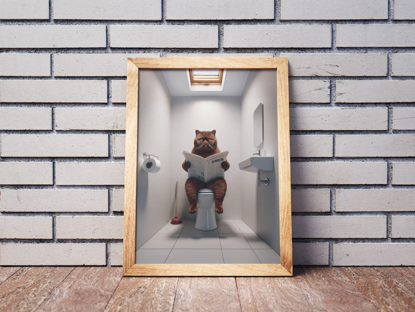 Affiche Murale Chat Exotic Shorthair Chocolat aux Toilettes - Décoration Humour WC & Salle de Bain - Poster Cadeau Chat