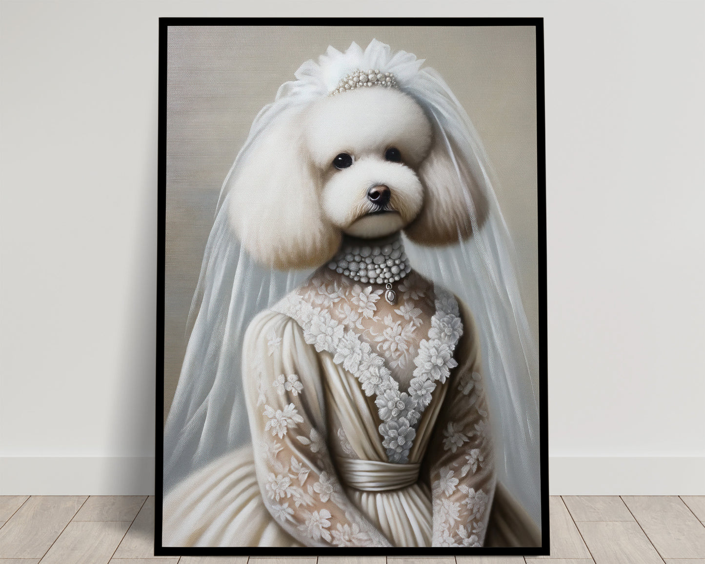 Poodle Bride Wedding Dress Poster – Funny Animal Wall Art Decor – Unique Pet Lover Gift Print