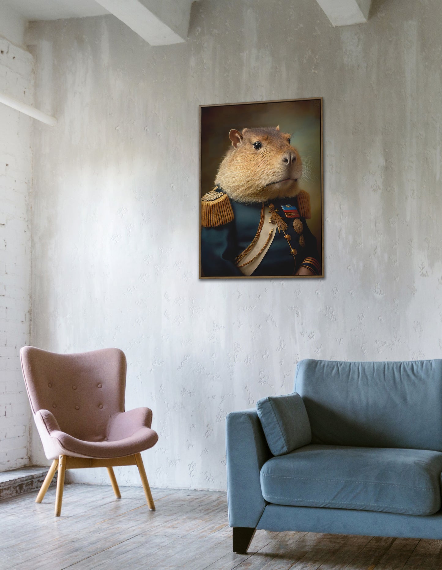 Poster Capybara en Uniforme Militaire - Décoration Murale Animaux, Art Mural Unique et Original