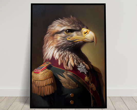 Poster Héroïque d'Aigle Militaire - Art Mural Animaux, Décoration Murale Unique, Impression d'Oiseau