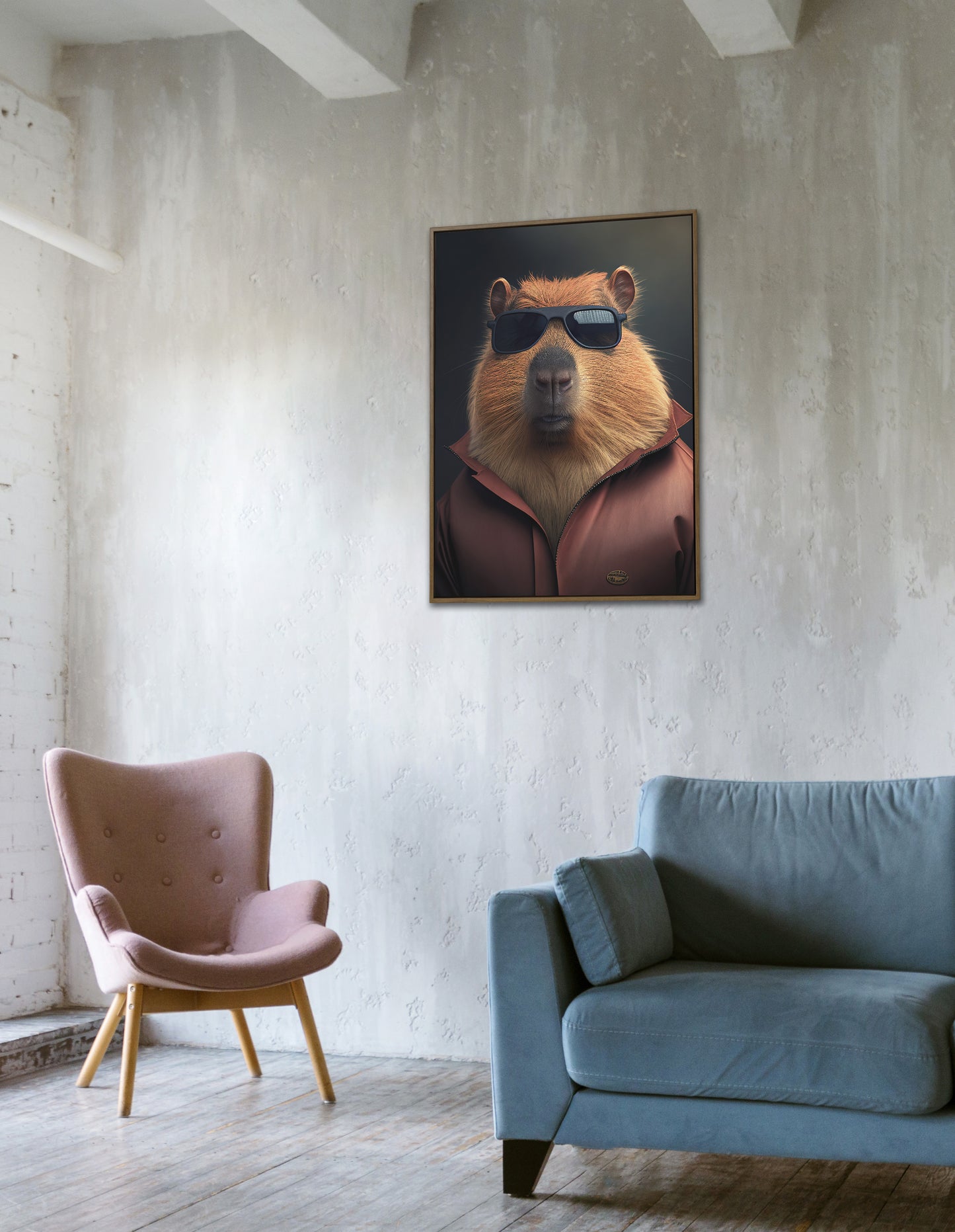 Affiche murale humoristique Capybara, Poster d'action avec Capybara et lunettes de soleil, Art mural kitsh à encadrer