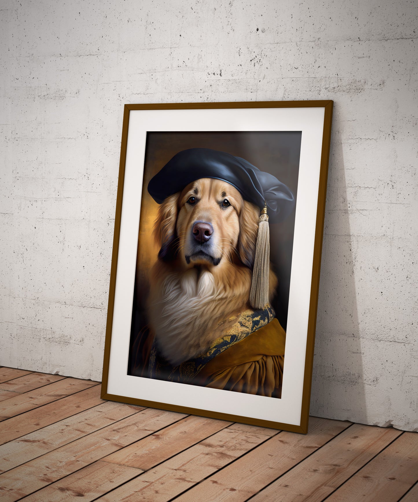 Poster de Golden Retriever Noble Style Baroque - Décoration Murale Animaux, Affiche Chien à Encadrer