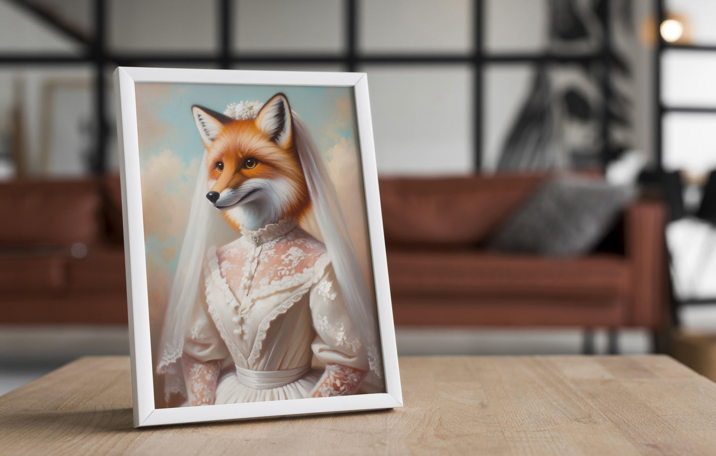 Vixen Bride Poster - Funny Animal Wall Art Decor - Unique Fox Wedding Dress Print - Perfect Gift