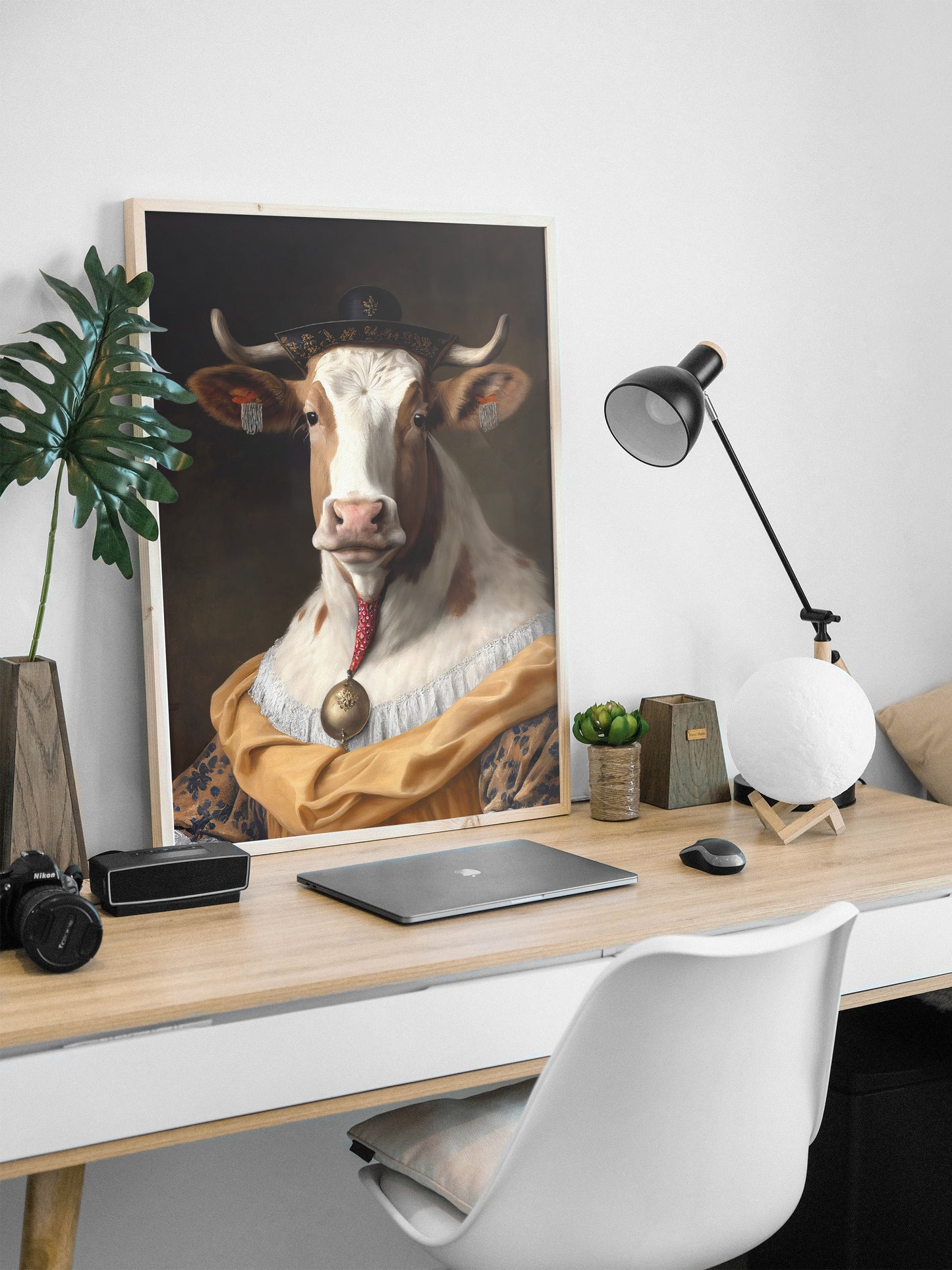 Baroque Style Cow Poster | Noble Animal Wall Art | Frameable Cow Prints | Elegant Home Decor