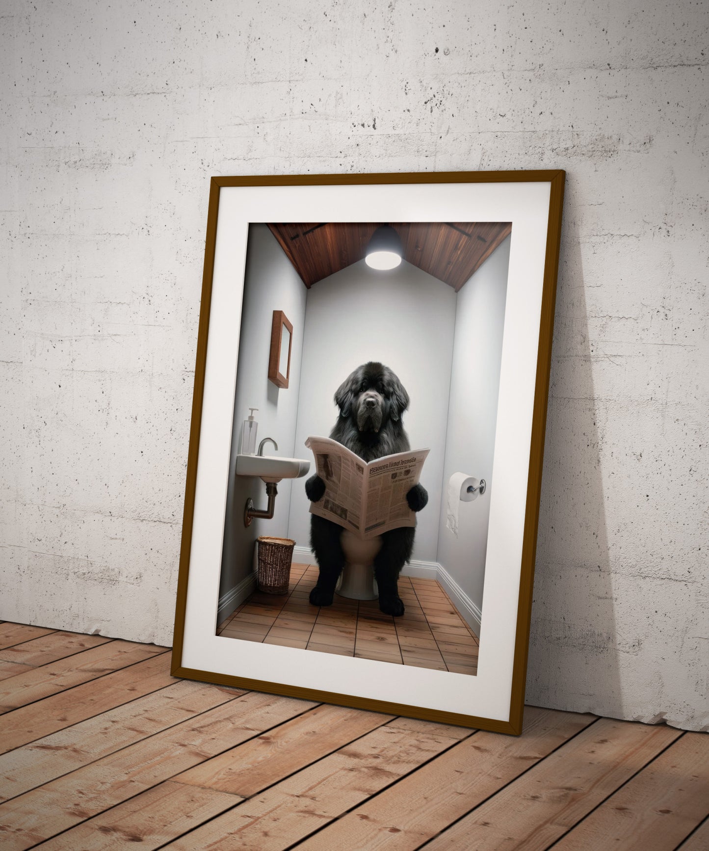 Black Newfoundland Toilet Poster - Fun Bathroom Decor, Wall Art, WC Gag Gift