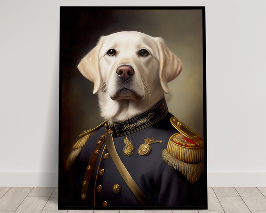 Sable Labrador in Military Uniform Poster – Unique Animal Wall Art, Stylish Dog Portrait Print, Home Decor