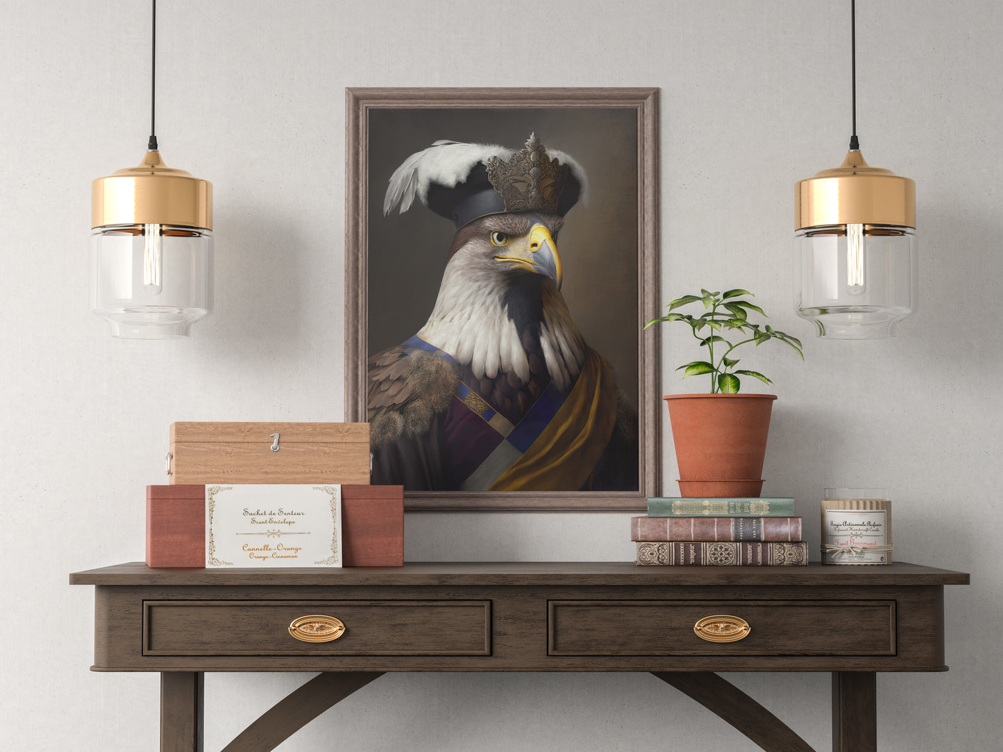 Baroque Noble Eagle Portrait Poster, Animal Wall Art, Bird Decor, Frameable Poster for Home